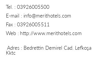 Merit Lefkoa Hotel & Casino iletiim bilgileri